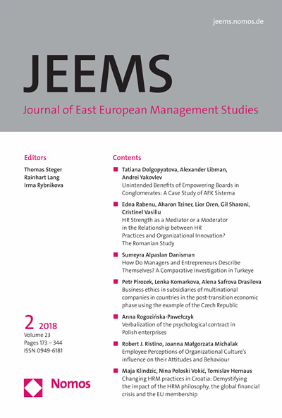 JEEMS Journal of East European Management Studies