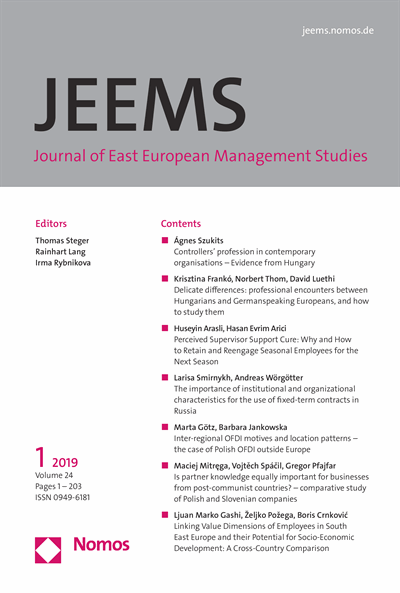 JEEMS Journal of East European Management Studies