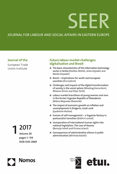 SEER Journal for Labour and Social Affairs in Eastern Europe