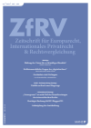 ZfRV Zeitschrift für Europarecht, Int. Privatrecht und Rechtsvergleichung