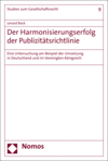 Lenard Bock - Der Harmonisierungserfolg der Publizitätsrichtlinie