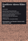 Rolf Tiedemann - Frankfurter Adorno Blätter III